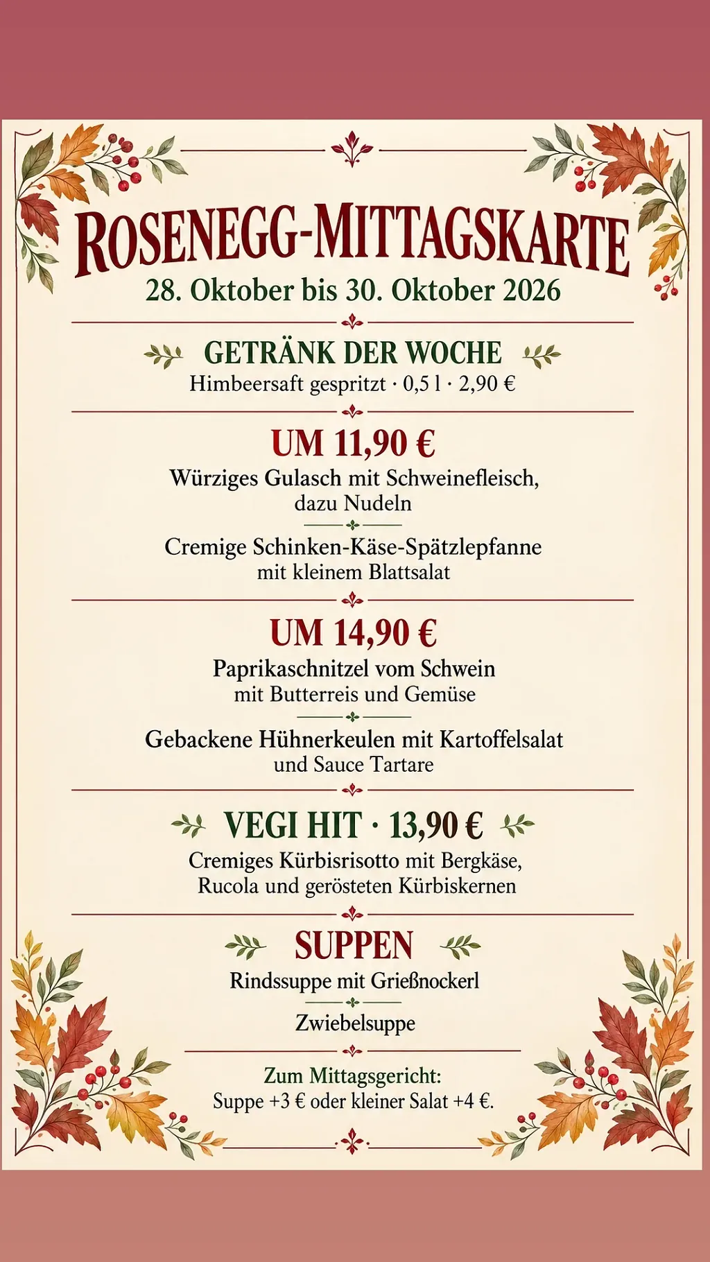 Mittagsmenü